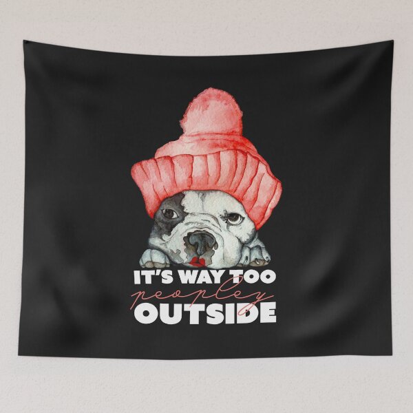 Item preview, It's way too peopley outside! Cute French Bulldog in the red hat designed and sold by Matraskina.