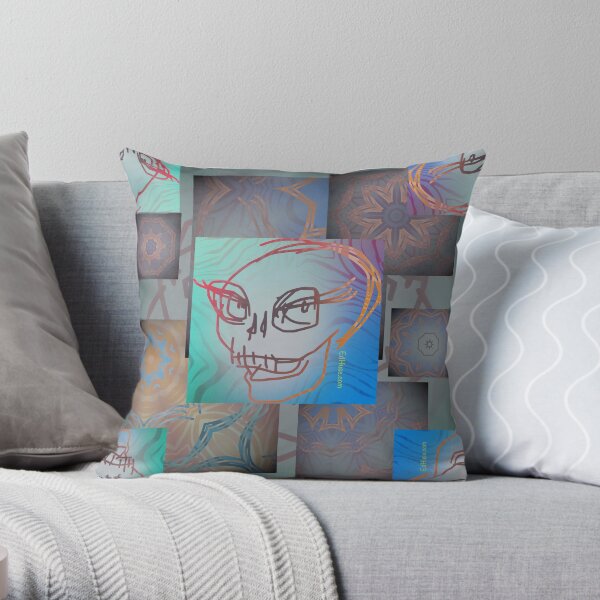 Smiling Skull Quadrille 1 Throw Pillow