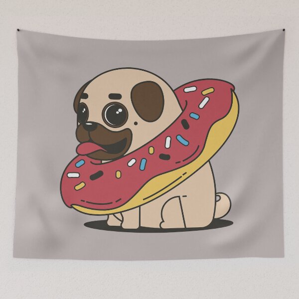 Item preview, Pug with donut designed and sold by Sara-Miyano.
