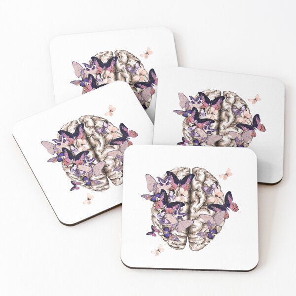 Item preview, Purple butterflies Mental health brain psychology designed and sold by Collagedream.
