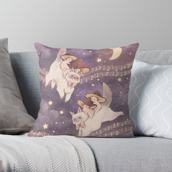 Starlit Cat Adventure - Background Throw Pillow