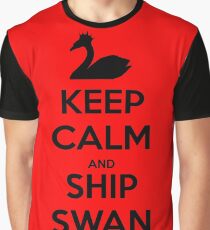 Keep Calm and Ship Swan Queen (Black) Graphic T-Shirt