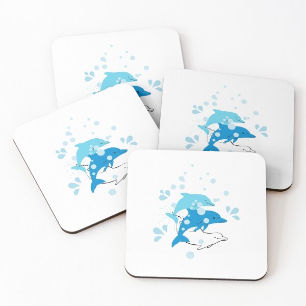 Item preview, 3 Swimming Blue Dolphins designed and sold by moongmakes.