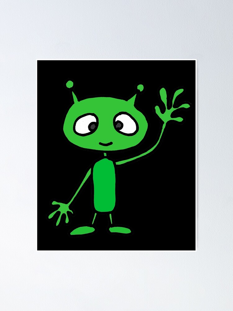 Póster «Dibujos animados alienígena marciano verde amistoso divertido» de  naturesfancy | Redbubble