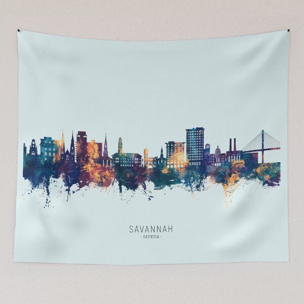 Aperçu de l'œuvre Savannah Georgia Skyline créée et vendue par ArtPrints.