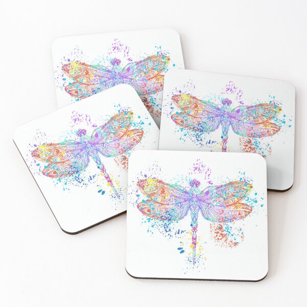 Item preview, Dragonfly watercolor art, mandala painting, unique colorful decor designed and sold by edgalum.