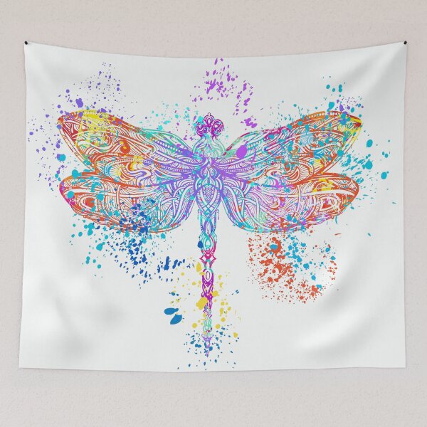 Item preview, Dragonfly watercolor art, mandala painting, unique colorful decor designed and sold by edgalum.