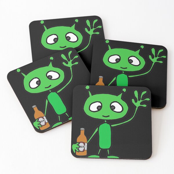 Item preview, Funny Friendly Green Martian Drinking Beer Alien Cartoon designed and sold by Nature's Fancy.