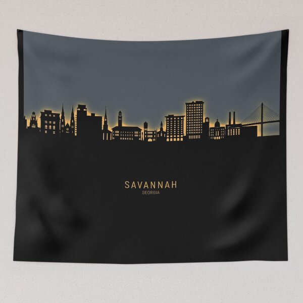 Aperçu de l'œuvre Savannah Georgia Skyline créée et vendue par ArtPrints.