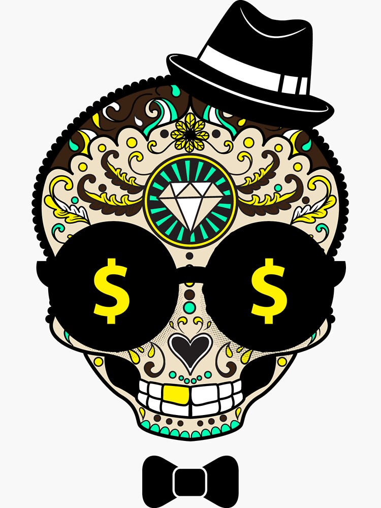 "Money skull" Sticker by Outlookmesh Redbubble