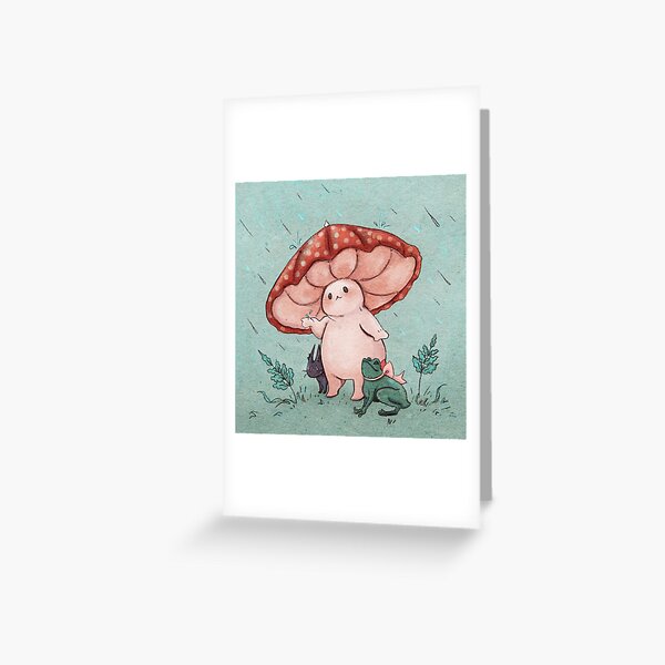 Mushroom Umbrella on a Rainy Day Greeting Card