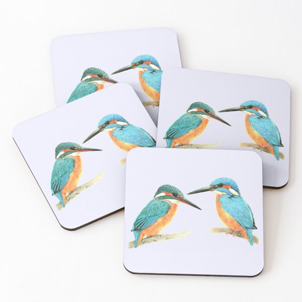 Item preview, A lover´s pair of Kingfishers in a colorful illustration designed and sold by LoesRoos.