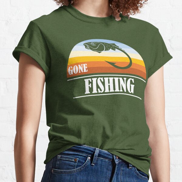 White Gone Fishing T-Shirt — Lucky Shape Studio