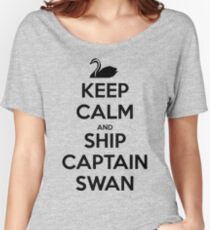 Keep Calm and Ship Captain Swan (Black) Women's Relaxed Fit T-Shirt