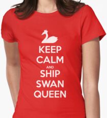 Keep Calm and Ship Swan Queen (White) Women's Fitted T-Shirt