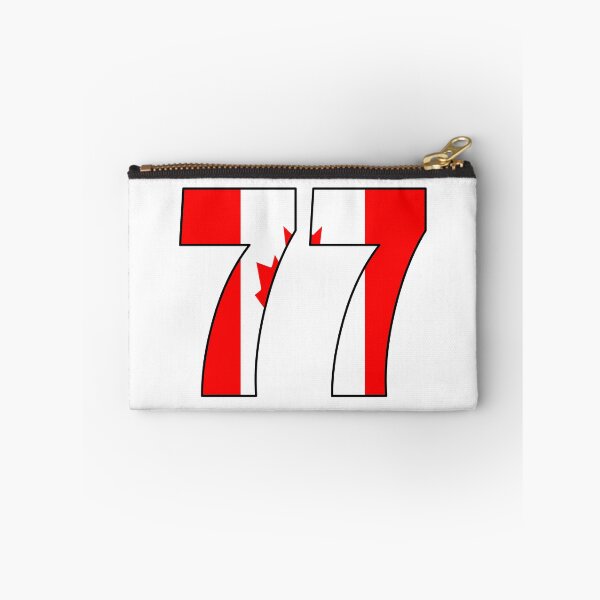 Artikelvorschau, Nummer 77 mit kanadischer Flagge im Hintergrund entworfen und verkauft von AllShirts21.