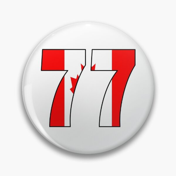 Artikelvorschau, Nummer 77 mit kanadischer Flagge im Hintergrund entworfen und verkauft von AllShirts21.