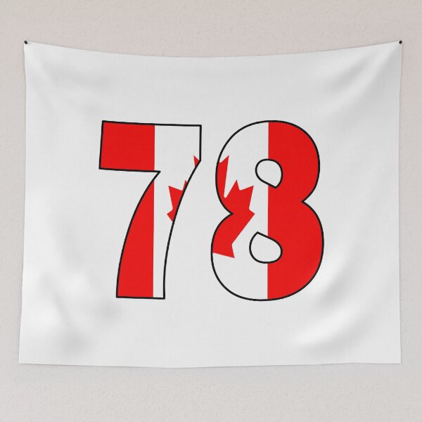 Item preview, Number 78 with Canadian flag on the background designed and sold by AllShirts21.