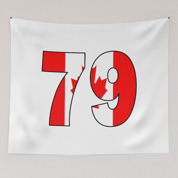 Item preview, Number 79 with Canadian flag on the background designed and sold by AllShirts21.