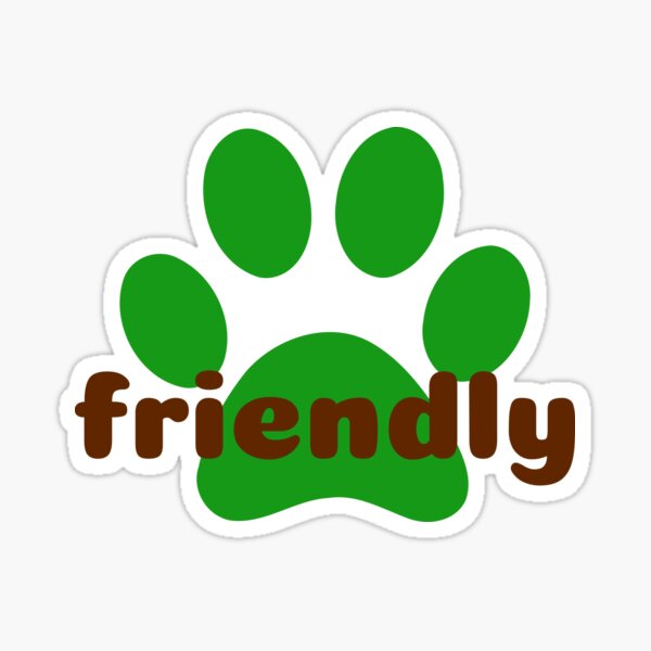 Pet Paw Print Friendly (fondo negro) Pegatina