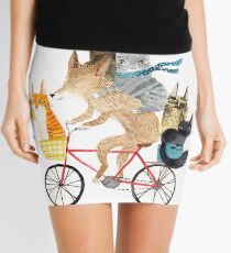 Dog and cats cycling Mini Skirt