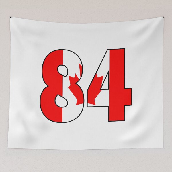 Item preview, Number 84 with Canadian flag on the background designed and sold by AllShirts21.