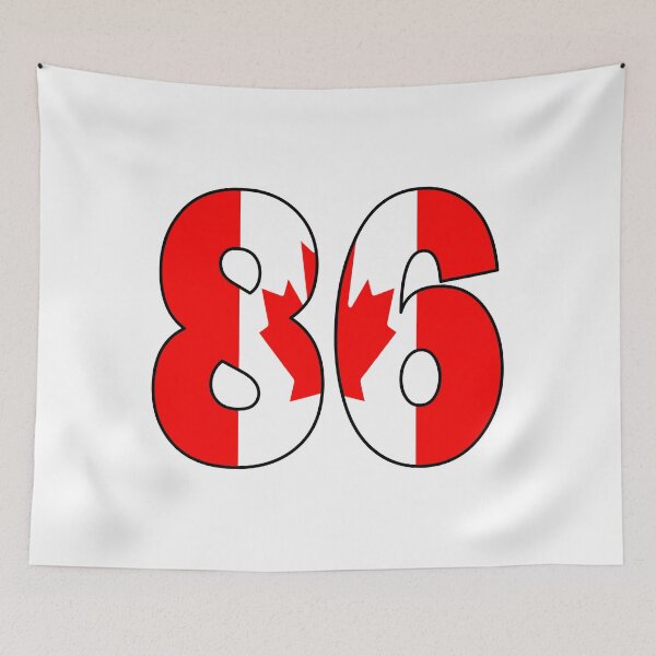 Item preview, Number 86 with Canadian flag on the background designed and sold by AllShirts21.