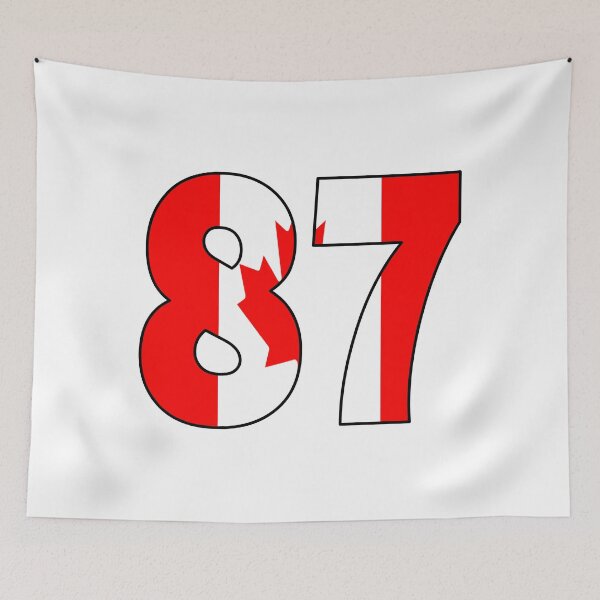 Item preview, Number 87 with Canadian flag on the background designed and sold by AllShirts21.