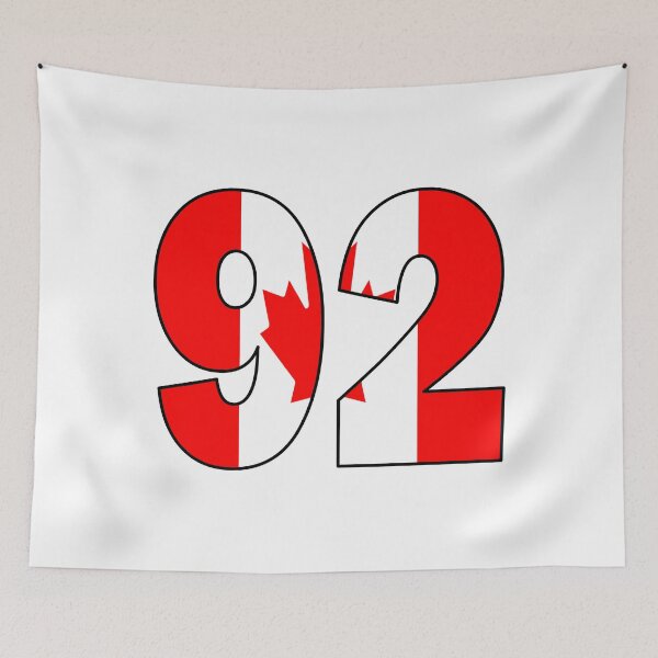 Item preview, Number 92 with Canadian flag on the background designed and sold by AllShirts21.