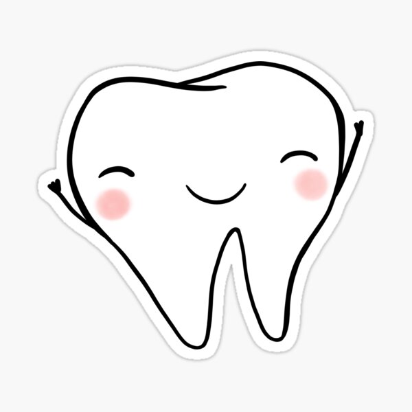 Happy Tooth (Black) Sticker