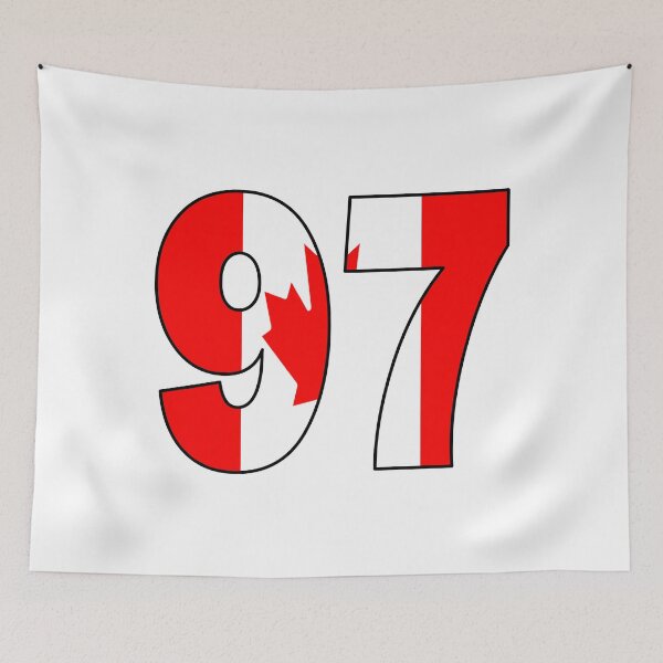 Item preview, Number 97 with Canadian flag on the background designed and sold by AllShirts21.