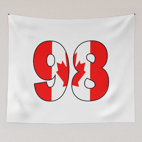 Item preview, Number 98 with Canadian flag on the background designed and sold by AllShirts21.