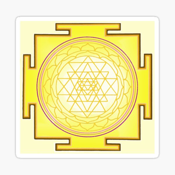 Item preview, Sri Yantra Gold, Yellow White Print - Geometric Forms designed and sold by Loving Nature Gifts.