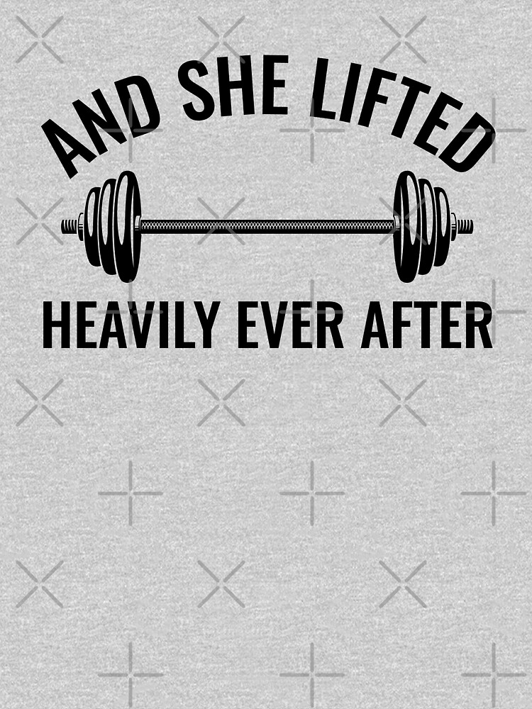 Thumbnail 3 of 3, Fitted Scoop T-Shirt, Women Weightlifting - And She Lifted Heavily Ever After designed and sold by EstelleStar.