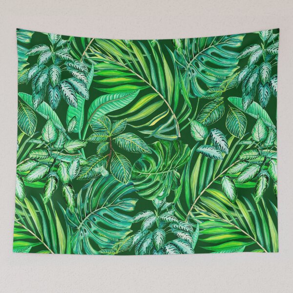 Item preview, Green tropical leaves pattern designed and sold by MartaHorodniczy.