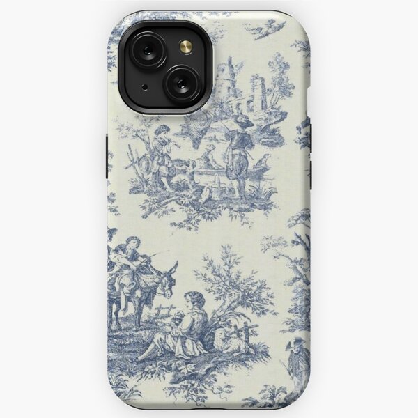 Phone Case - Soft Blue Toile with Chinoiserie Monogram