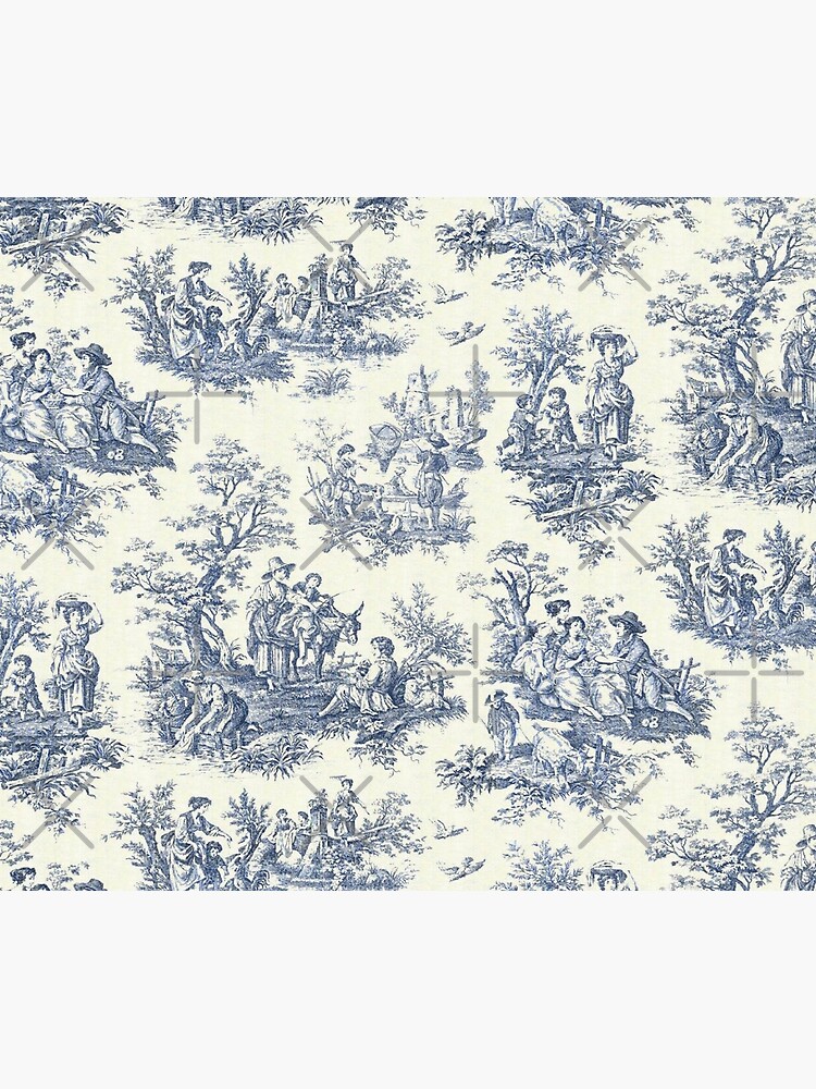Disover Powder Blue French Toile Picnic Designs Duvet Cover