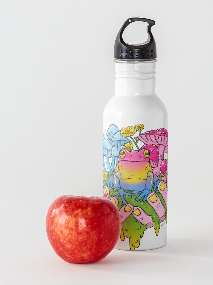 Alternate view of Pansexual Frog Fungi Handful Water Bottle