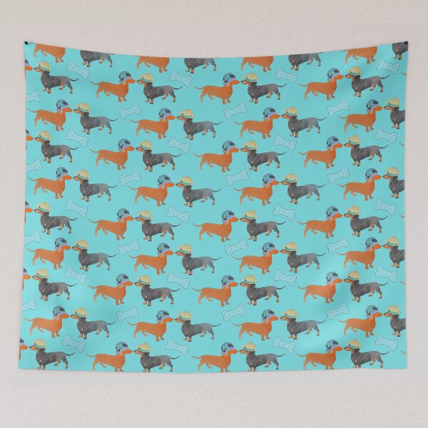 Item preview, dachshund lover turquoise pattern designed and sold by TraceyHayesArt.