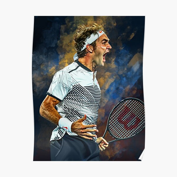 Roger Federer wins Australian Open 2017. Emotion Artwork print. Tennis fan gift. Poster