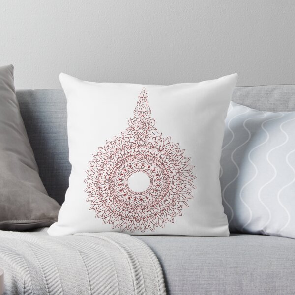 Red Jai Yen | Japanese & Thai Motif Mandala Throw Pillow