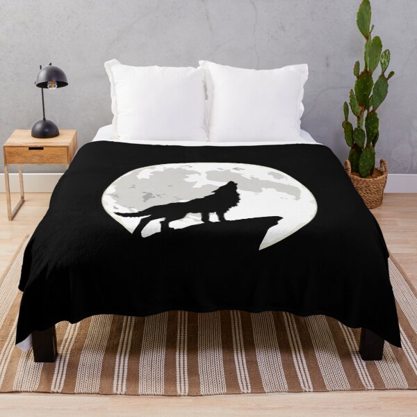 Item preview, Black Wolf Silhouette On A Cliff In front of Full Moon designed and sold by aMortalArtist.