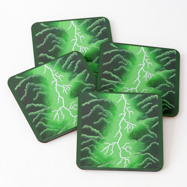 Item preview, green lightning painting print designed and sold by kalynmj.