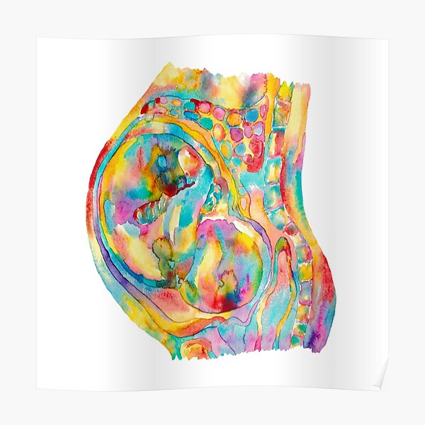 Pregnancy Art Print Woman With Child Watercolor Pregnant Woman Medical Art Poster Gynecology Midwifery print Obstetrics OBGYN Wall Art Poster