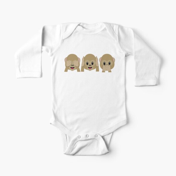 Three Wise Monkeys Long Sleeve Baby One-Piece