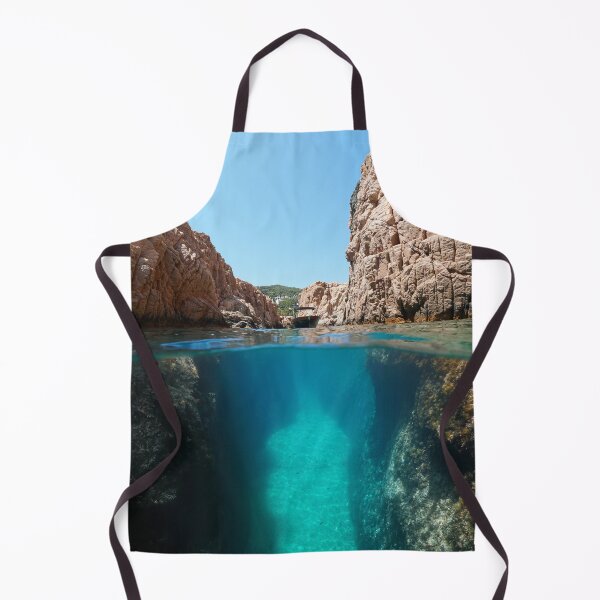 Item preview, Boat in narrow passage on rocky coast over under designed and sold by Seaphotoart.