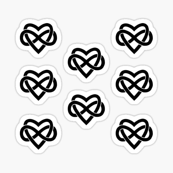 8x black Polyamory Infinity Heart Sticker