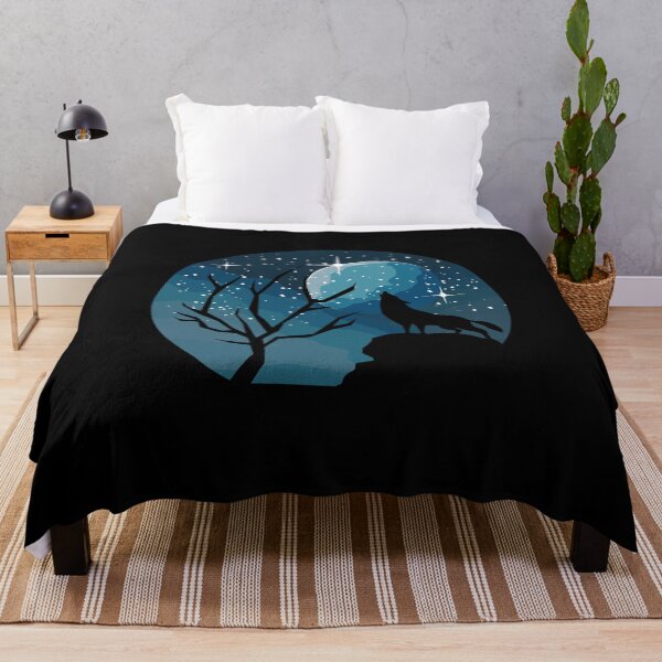 Item preview, Black Wolf Silhouette with Stars and Moon designed and sold by aMortalArtist.