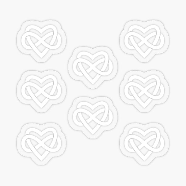 8x White Polyamory Infinity Heart Transparent Sticker