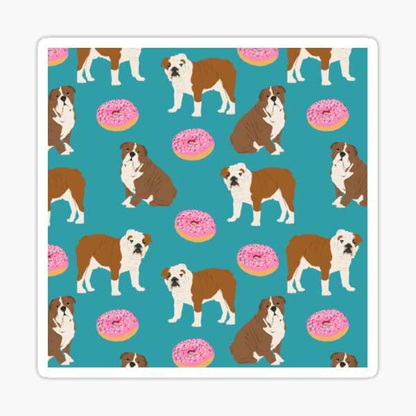 Vista previa del artículo con la obra «Imagen divertida del perro bulldog inglés, perros, mascotas, pop, bulldogs, arte, donas, donas», diseñado y vendido por Coolstuff4you71.